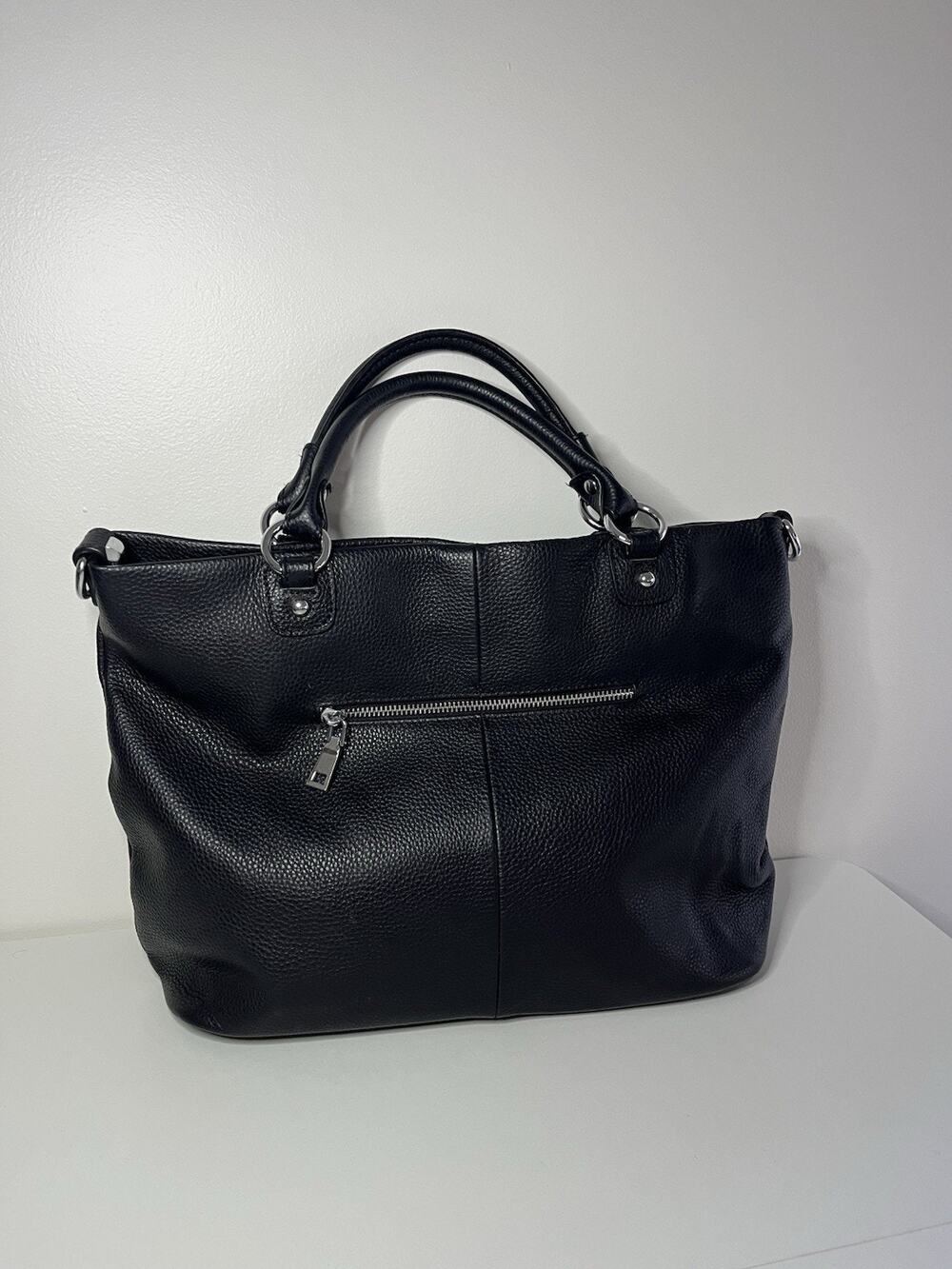 EUC! Kattee Women's Black Purse Genuine Cowhide Leather Satchel Tote Bag K202311